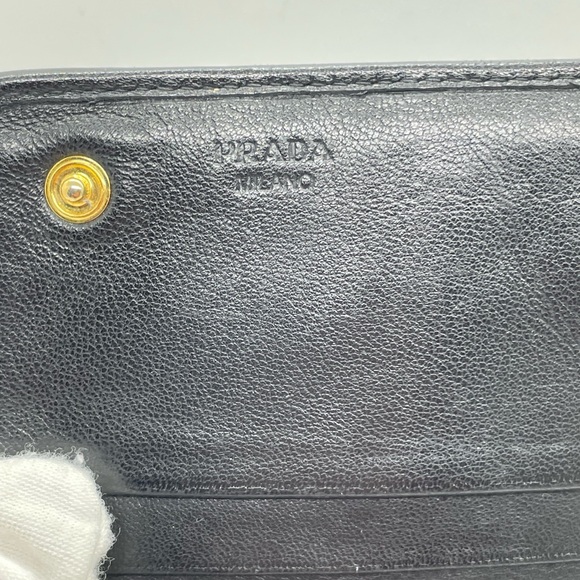 PRADA Black/Nero Nappa Leather Long Wallet stitched wave design - Picture 6 of 13